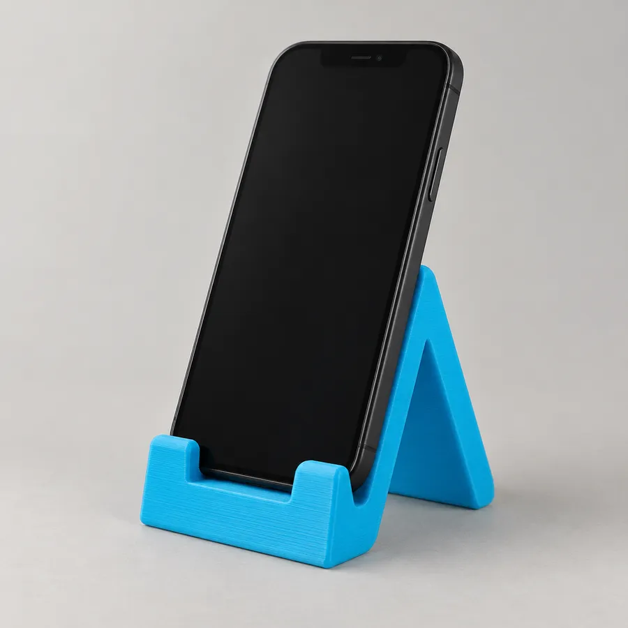 Soporte de celular impreso en 3D en cian